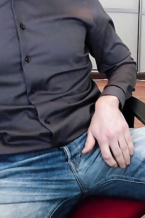 Accidently cum on my shirt at work