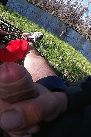 Outdoor Solo in the forest - man enjoys himself while cycling