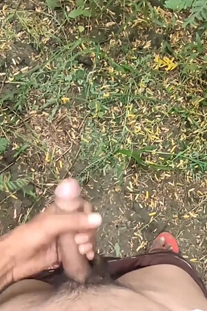 Horny Boy Masturbation in Outdoor and Cumshot