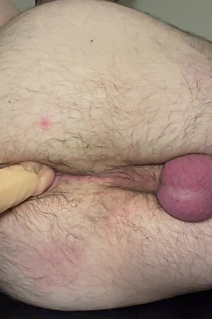 First time Anal organs while caged using dildo