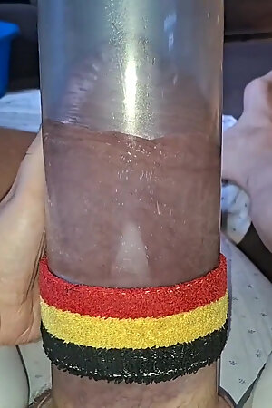 Pumping Freak Pumps up His Silicone Cock