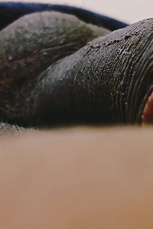 Asian black cock close up