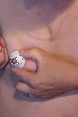 4 long needles crossing my nipples in flower made print 3d DIY