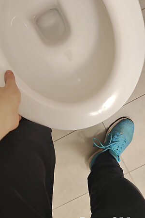 White Skinny Boy Risky Jerking in the Gyme Wc by Open Doors