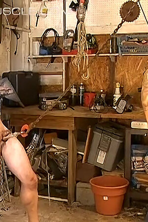 BoundMucleJocks: Robert Black groans and endures Derek da Silvas intense cock and balls torment