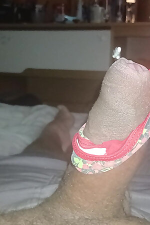 Handjob with my wife's friend's panties