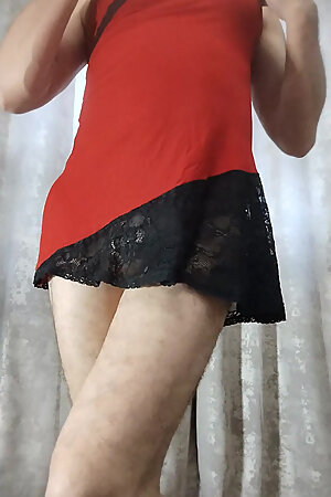 Crossdresser changes panties