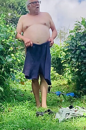 Grandpa working outside in the garden