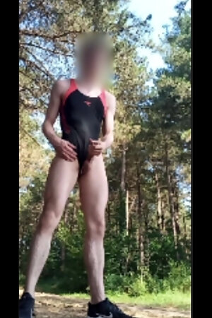 Twink In One-Piece Swimsuit In Forest
