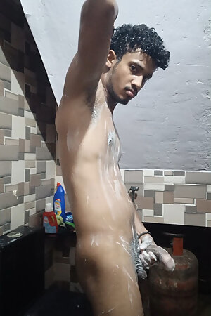 Indian desi horny boy striptease underwear full nude big dick masterbation and big ass hole in bathroom shower