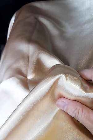 Gold Satin Dress Masturbation And Cum Inside Dress