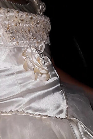 Crossdressing Wearing Wedding Gown While Driving and Cum Inside Gown