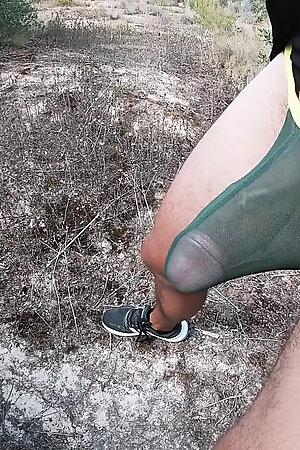 Jerking off in a sheer thong