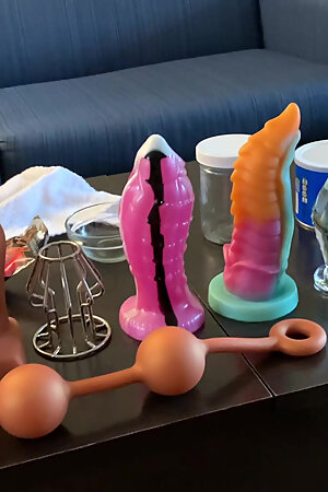 Anal wreckage with huge butt plugs and toys