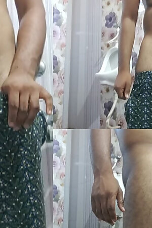 Hotel washroom handsome hunk solo masturbation