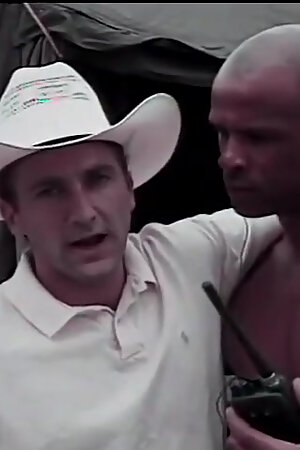 Hot white cowboy gets his stiff tool blown by eager black hunk