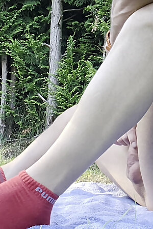 Jerking of in red sneaker Socks. Young intense orgasm and Huge cumshot
