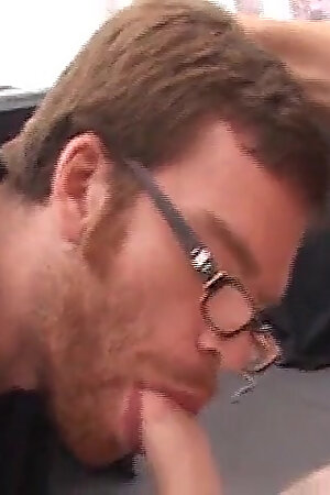 Dude with glasses and his friend swallow cum of two guys after sucking their dicks