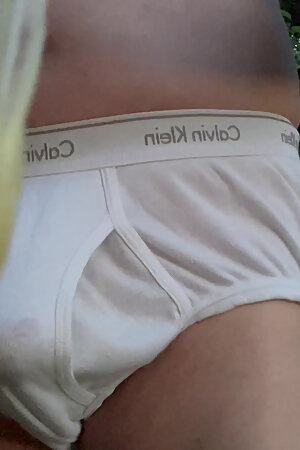 So horny getting worn underwear 🩲 and full condom from grandpa