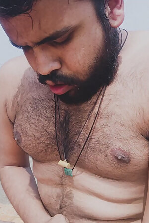 Horny big dick indian boy was playing her cock on terrace