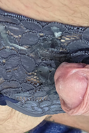 Panties jerk off cum on lace thong