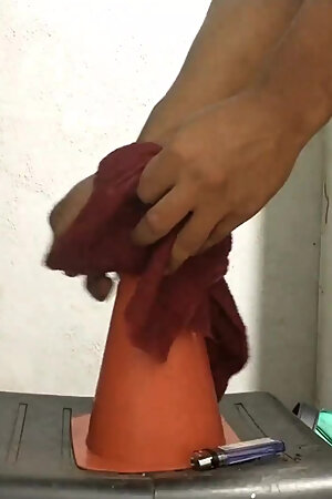 Sitting on an orange pussy to open my ass