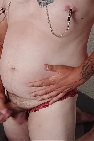 The slaps his balls in public naked