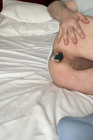 Blue Knee High Burlingtons, Toying Ass & Cumshot