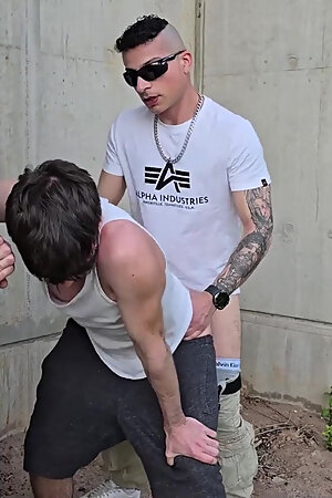 Bareback Fuck Marathon with My Gay Bitch - 6 Loads of Cum Deep in His Ass, Part 5 - Hot Outdoor Fuck Under the Highway Bridge