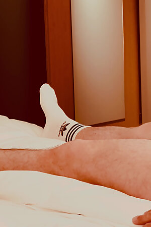 Guy in Adidas tennis socks masturbates until he cums