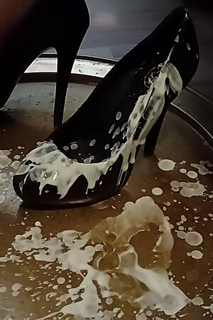 Are You Hungry Guys? Who Wants To Lick The Yoghurt Of My Sexy Black Leather Platform High Heel Pumps?