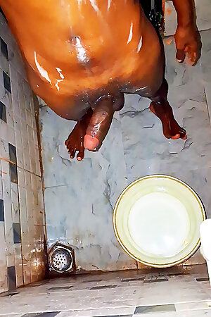 Naked Boy Taking Shower In The Bathroom