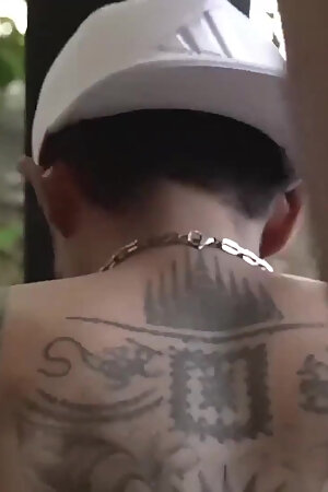 Asian Gay Damian Dragon Fucks Doorman Hungry Hole Outdoors