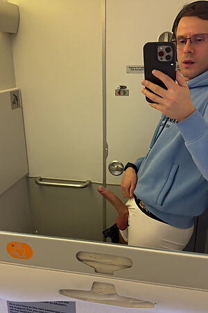 Jerking off and Cumming on Plane. Wish You Were Here to Take My Cum Into Your Mouth!