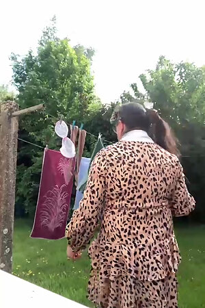 In an outfit with a little leopard print dress to go get my laundry.