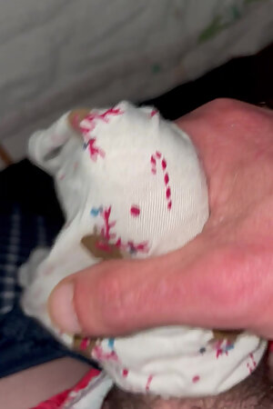 Wank & cum over my wife's friend younger stepsister knickers