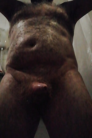 Big Wet Hairy Daddy Bear Wanking in the Bathroom Naked